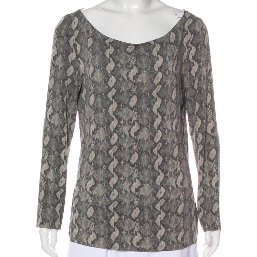 St. John Tunic Top Size M Gray Reptile Print